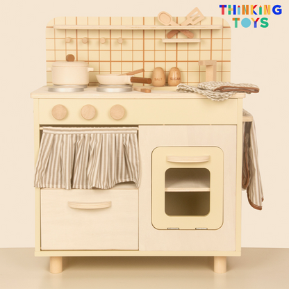 KP001, PLAYSHOP Wooden Nordic Style Kitchen Playset, Fosters storytelling, role play, and creativity with a minimalist design parents love in the home.