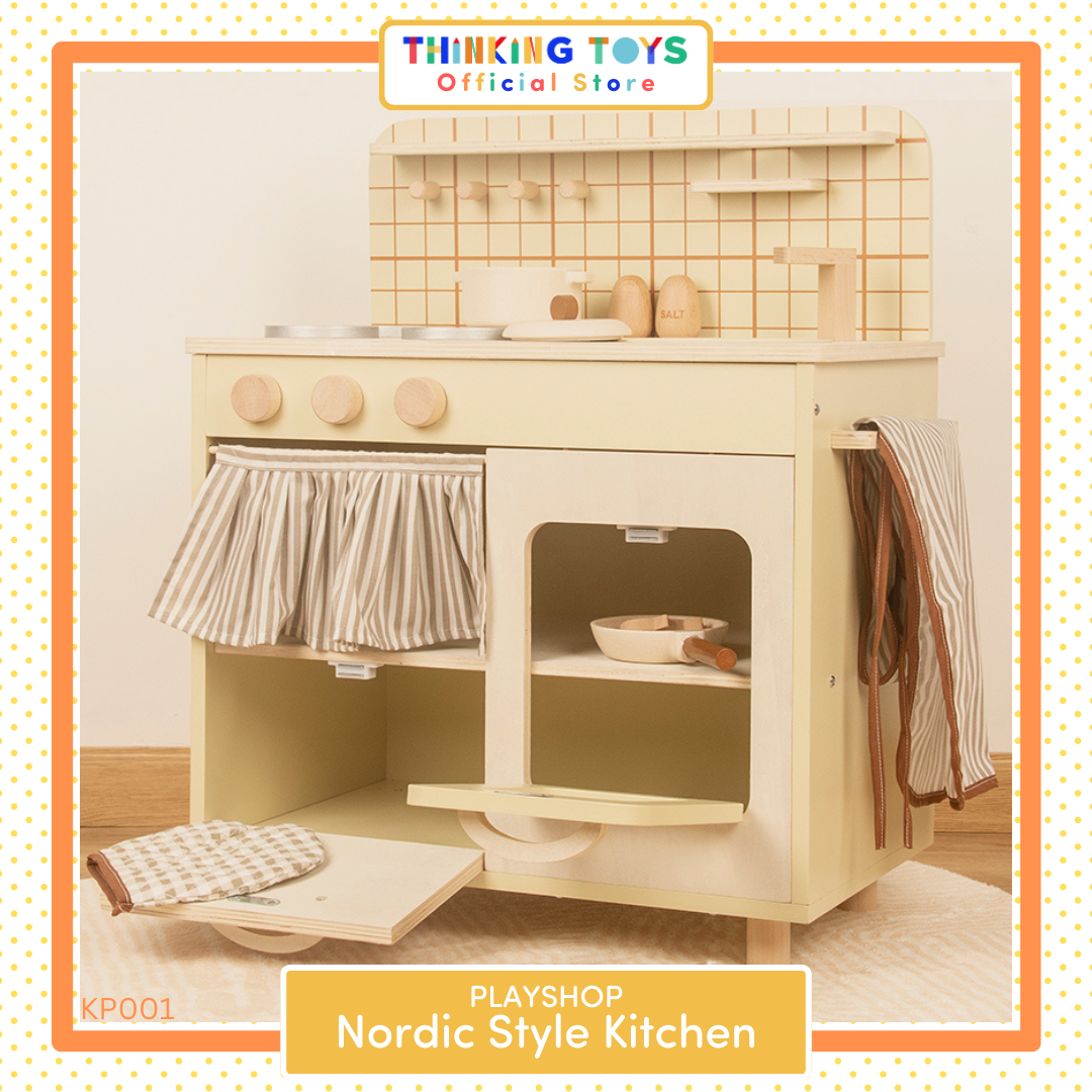 PLAYSHOP Wooden Nordic Style Kitchen Playset