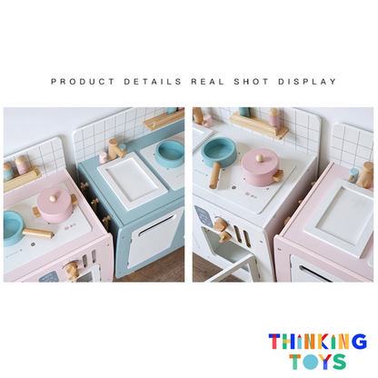 KP004 - P, PLAYSHOP Wooden Retro Vintage Style Kitchen (Pink), Creates hours of imaginative role play with a playful design that blends creativity and storytelling.
