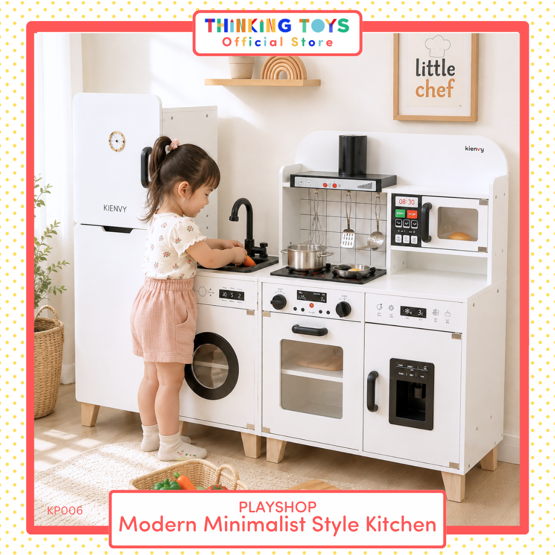 PLAYSHOP Wooden Modern Minimalist Kitchen Playset