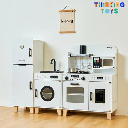 KP006, PLAYSHOP Wooden Modern Minimalist Style Kitchen Playset, Promotes imaginative cooking and storytelling while strengthening social play among young children.