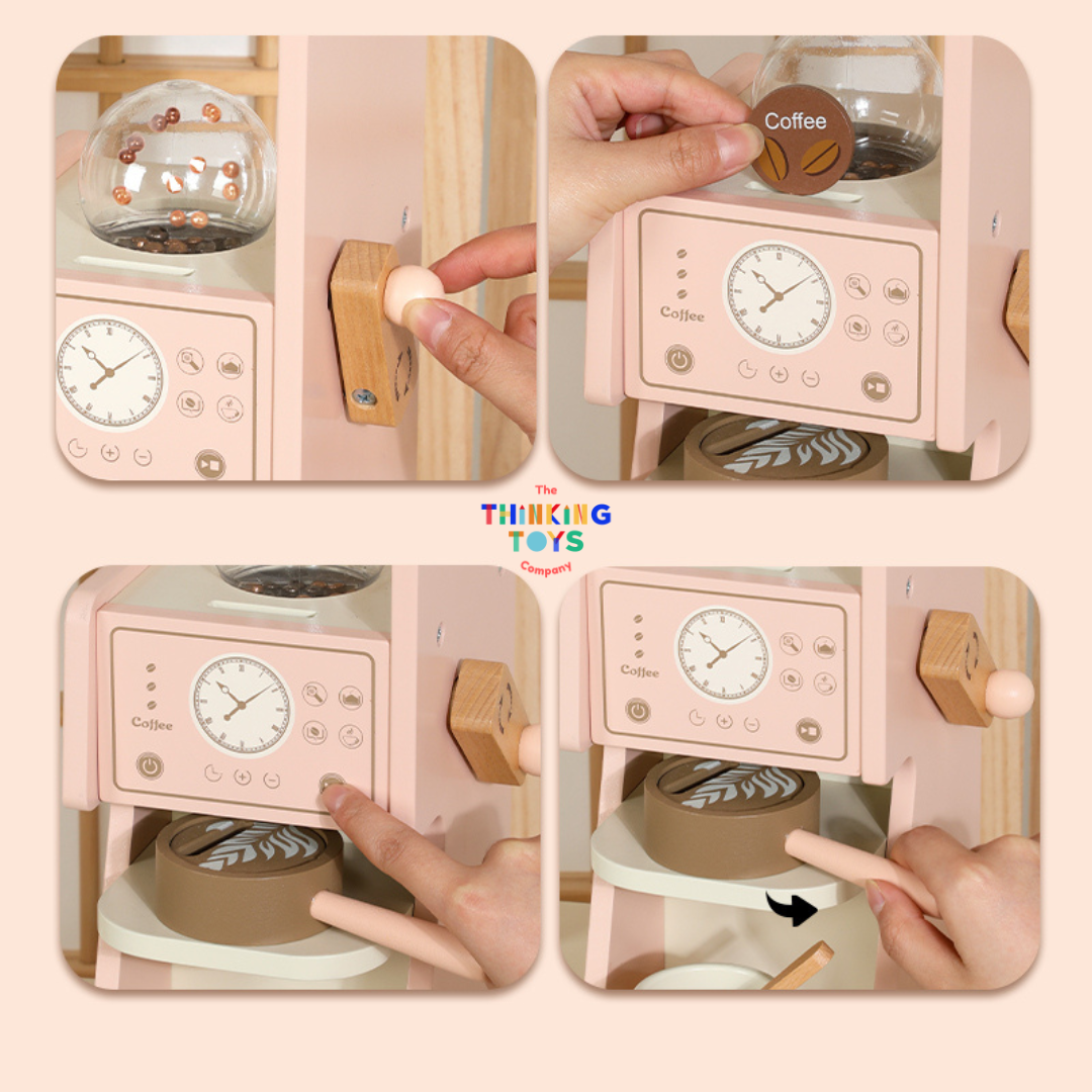 KP011, PLAYSHOP Cassey Corner Kitchen with Laundry, The Playshop Corner Kitchen with Laundry is a 2-in-1 pretend play set designed for little homemakers. With a compact corner design, it features a cooking station and a mini laundry area, encouraging kids to explore both cooking and cleaning through play. This wooden playset promotes creativity, role play, and independence, helping children understand everyday routines while having fun. Perfect for small spaces, it blends durability and child-safe design fo