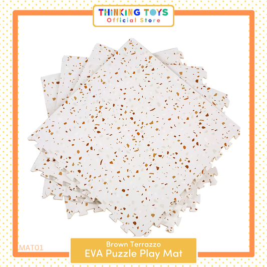 MAT001, EVA Puzzle Play Mat(Brown Terazzo), Creates a modern play space with durable, cushioned protection for children’s activities.