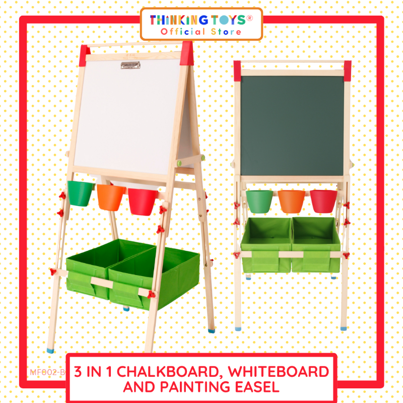 MF002-B, 3 IN CHALK BOARD, WHITE BOARD AND PAINTING EASEL, Encourages artistic expression and creativity with multiple surfaces for learning.