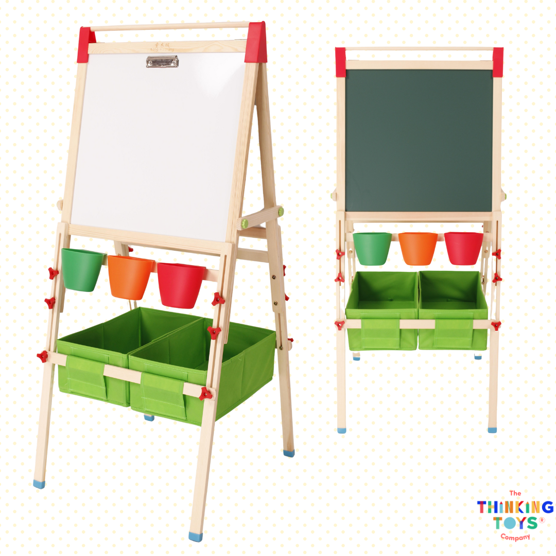 MF002-B, 3 IN CHALK BOARD, WHITE BOARD AND PAINTING EASEL, Encourages artistic expression and creativity with multiple surfaces for learning.