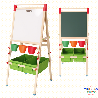 MF002-B, 3 IN CHALK BOARD, WHITE BOARD AND PAINTING EASEL, Encourages artistic expression and creativity with multiple surfaces for learning.