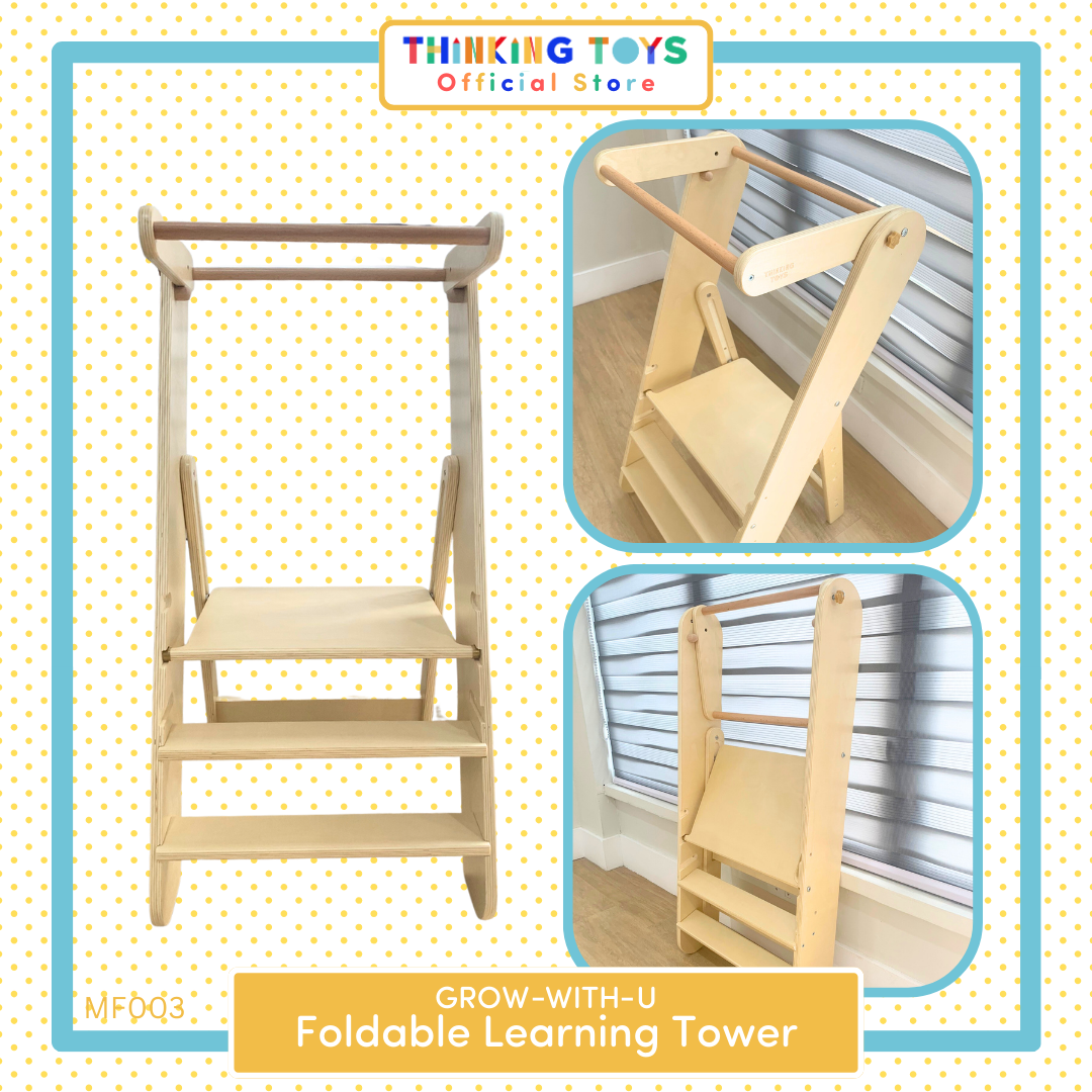 MF003, GROW-WITH-U Foldable Learning Tower, Helps toddlers safely join everyday tasks, fostering confidence, independence, and hands-on learning at home. 