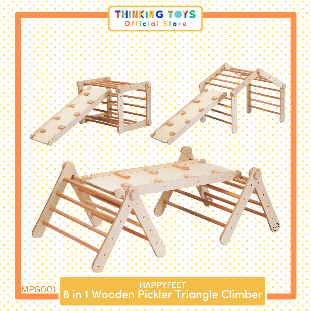 HAPPYFEET 8 IN 1 Pikler Triangle with Climber or Slide