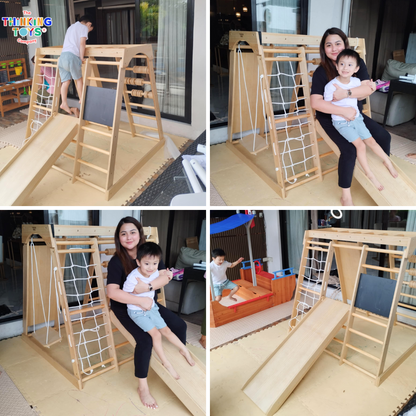 MPG003, HAPPY FEET 8 in 1 Wooden Jungle Playgym, Creates endless fun with climbing, sliding, and exploring that nurture creativity and active movement.