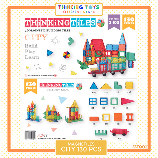 MT001, CITY 130-Piece Magnetic Tiles Set, 