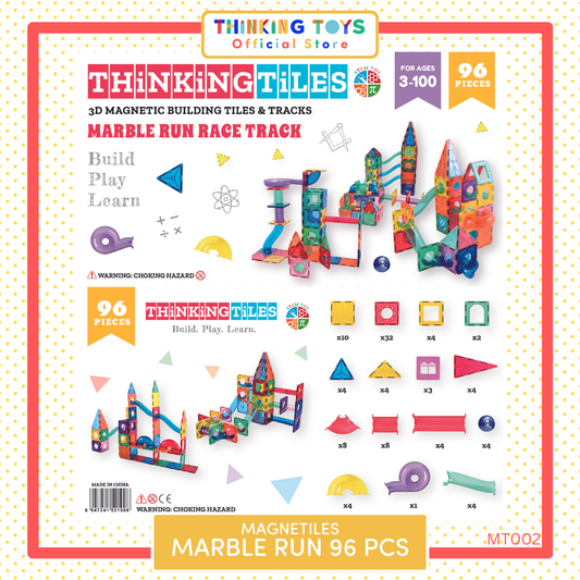 MT002, MARBLE RUN RACE TRACK 96-Piece Magnetic Tile Set, 