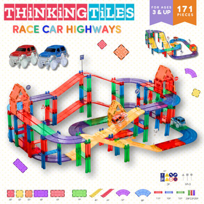MT006, MAGNETILES Race Car Highways, Develops STEM skills and imagination as kids design moving tracks and stories.