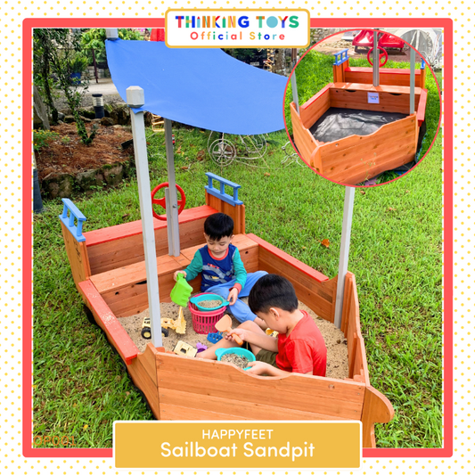 OP001, HAPPYFEET Sailboat Sandpit , Sparks outdoor creativity with a themed play space for digging, building, and sensory adventures.