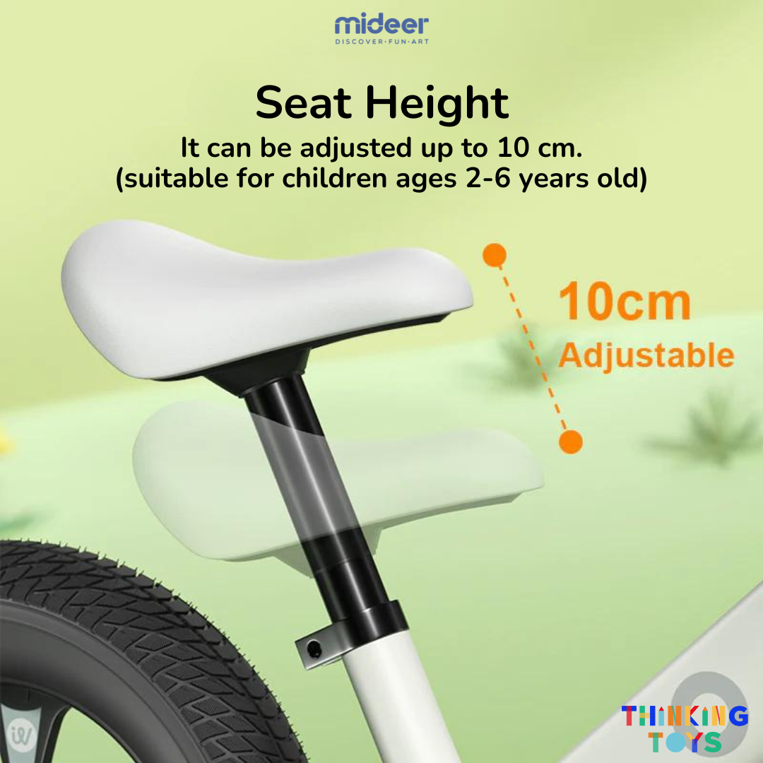 OP003 - W, MIDEER Balance Bike (White), Develops coordination and balance while building confidence, making outdoor play active and exciting.