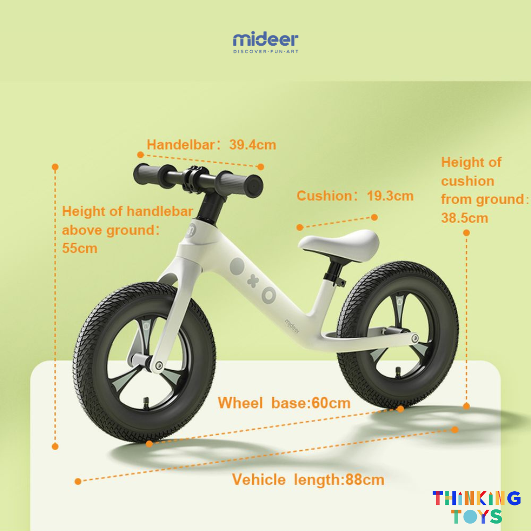 OP003 - W, MIDEER Balance Bike (White), Strengthens gross motor skills and helps little ones transition smoothly to pedal bikes with ease.