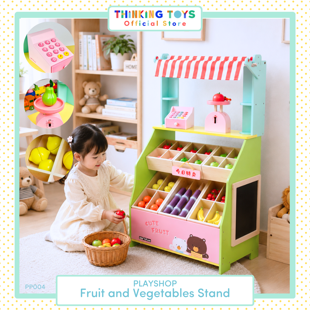 PLAYSHOP Wooden Fruit & Vegetables Stand