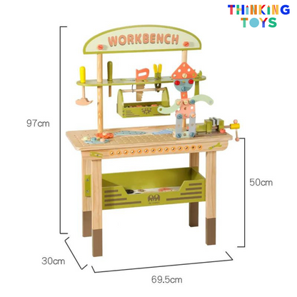 "PP011
, PLAYSHOP Wooden Workbench Tools Playset, Fosters imaginative cooking role play that helps children explore teamwork and storytelling."