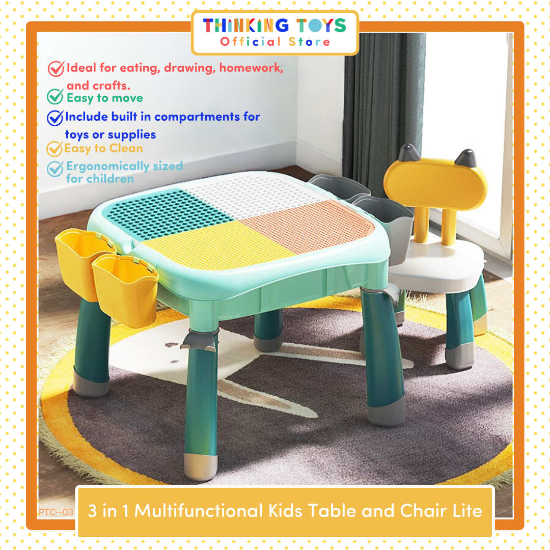 PTC-003, 3 in 1 Multifunctional Kids Table and Chair for Kids Lite, The 3 in 1 Multifunctional Kids Table and Chair Lite is a compact furniture set for study, art, and play. With multiple functions, it supports learning and creativity while saving space.