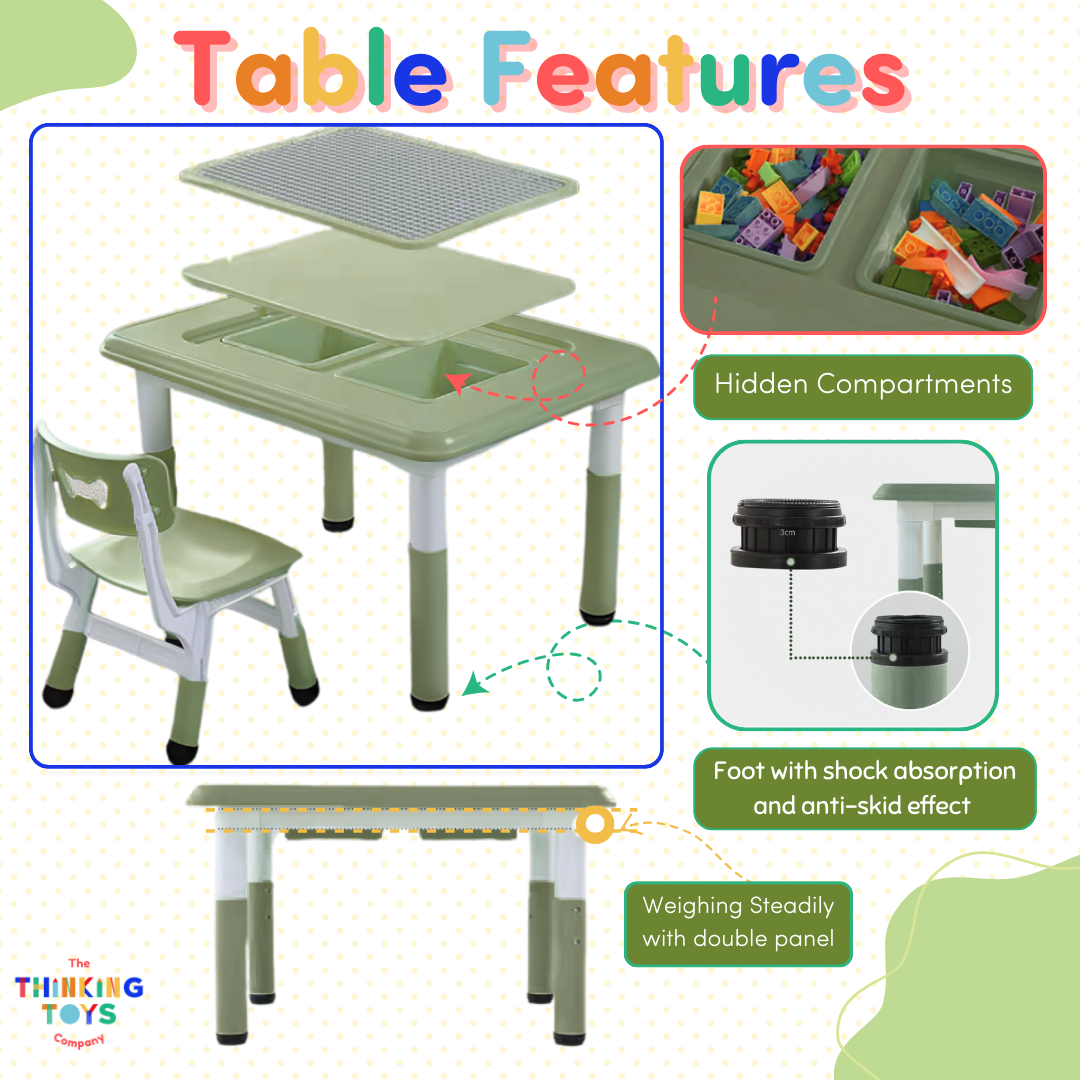 3 IN 1  Multifunctional  Kids Table and Chair Set