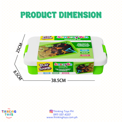 "SK002, Kinetic Play Sand
Dinosaur sensory box, Adapts for learning, play, and art while saving space and supporting independence."