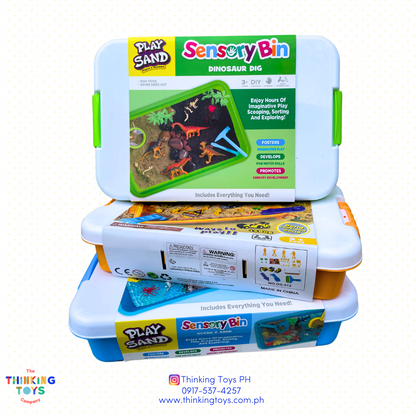 "SK002, Kinetic Play Sand
Dinosaur sensory box, Adapts for learning, play, and art while saving space and supporting independence."