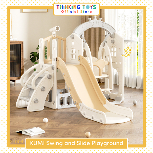 SL004, River Swing with Slide, Sparks curiosity with hands-on sensory play that develops imagination and fine motor skills.