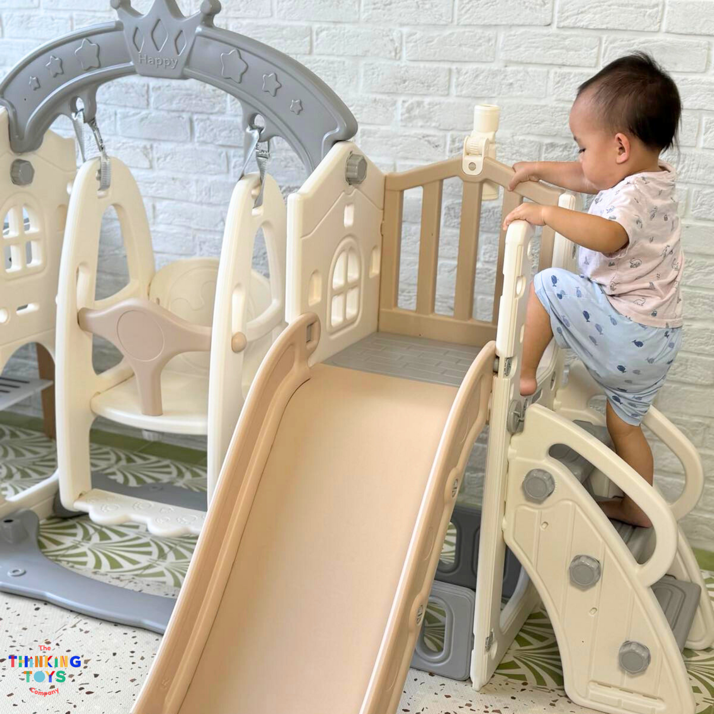 SL004, River Swing with Slide, Sparks curiosity with hands-on sensory play that develops imagination and fine motor skills.