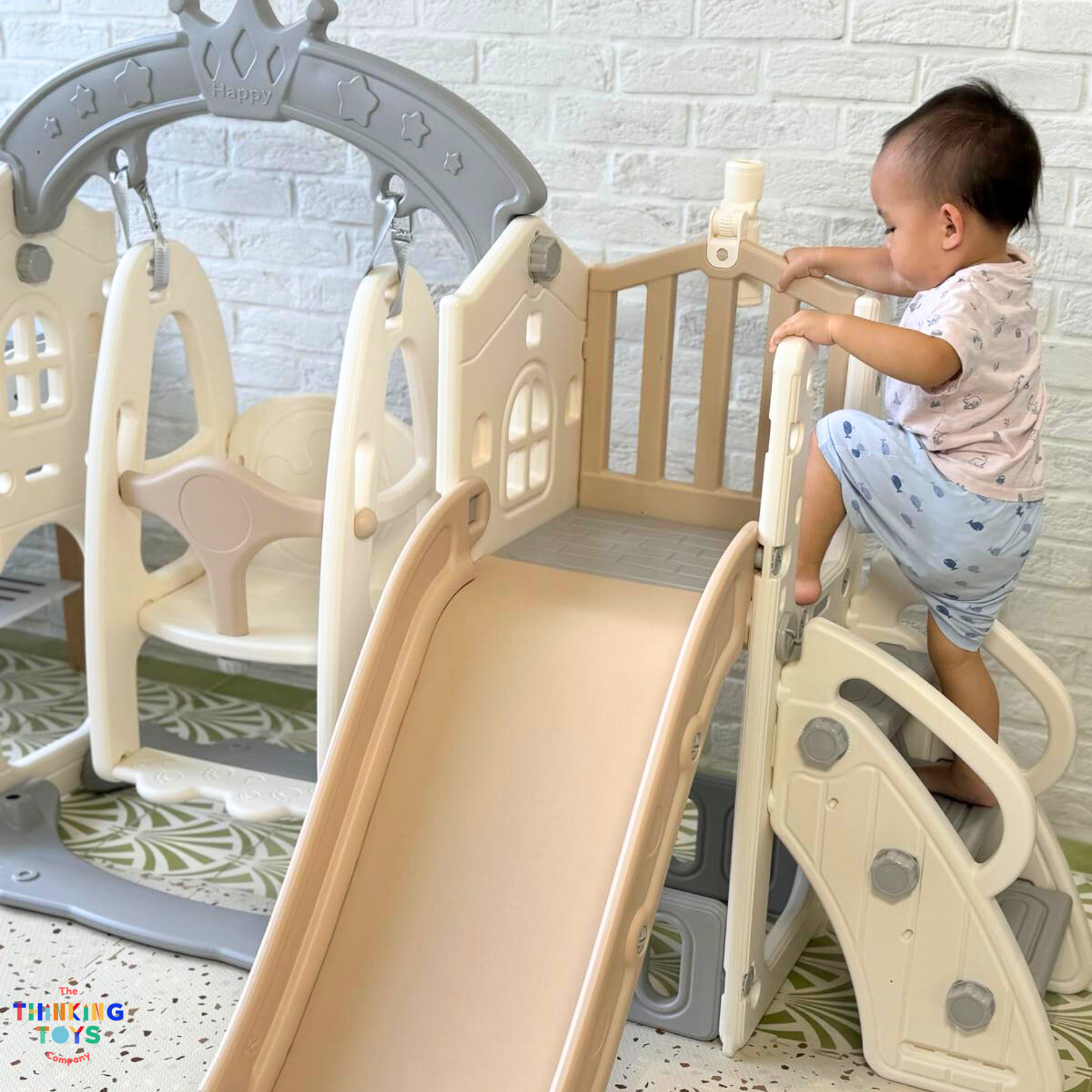 SL004, River Swing with Slide, Sparks curiosity with hands-on sensory play that develops imagination and fine motor skills.