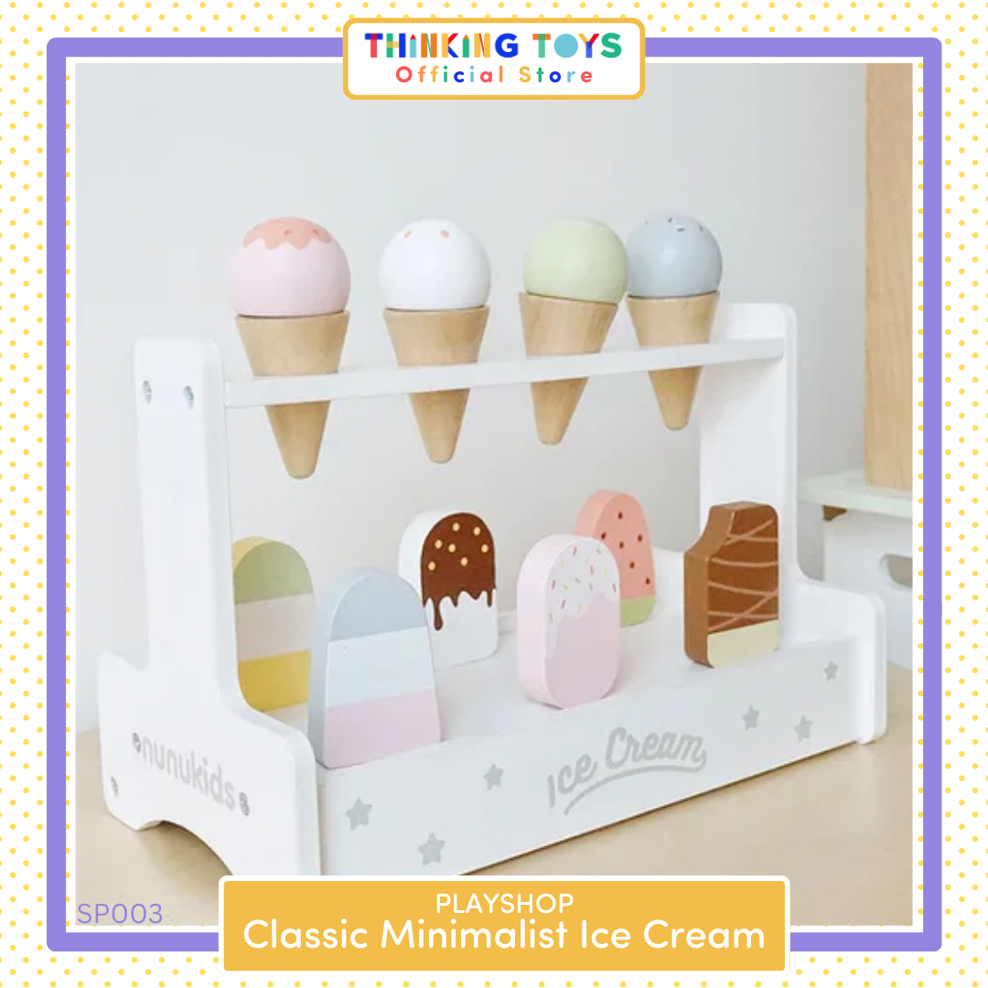 PLAYSHOP Wooden Classic Minimalist Ice Cream Playset