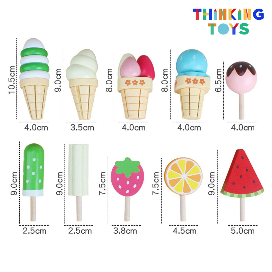 SP005, PLAYSHOP Wooden Double Layer Ice Cream Playset, Builds empathy and curiosity while inspiring pretend caregiving and learning.