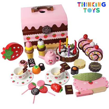 SP007, PLAYSHOP Wooden Classic Cake and Dessert Playset, Encourages storytelling and creativity as children imagine baking and sharing sweets.