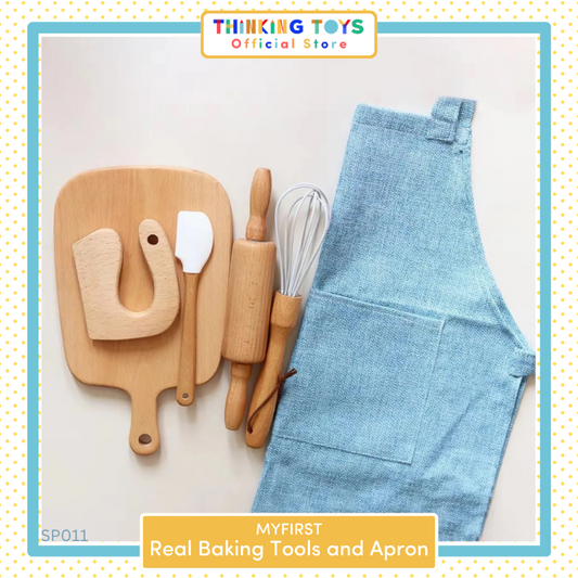SP011, MYFIRST Real Baking Tools and Apron, Introduces kids to safe kitchen fun while building confidence and hands-on skills.