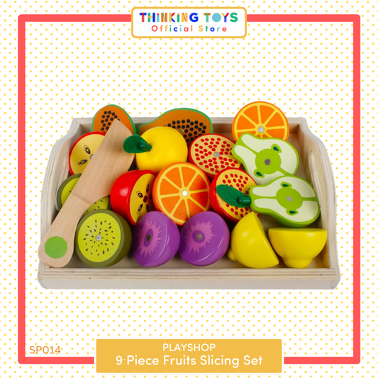 SP014, 9-Piece Fruits Slicing Set, Builds motor skills and creativity with interactive pretend food preparation play.