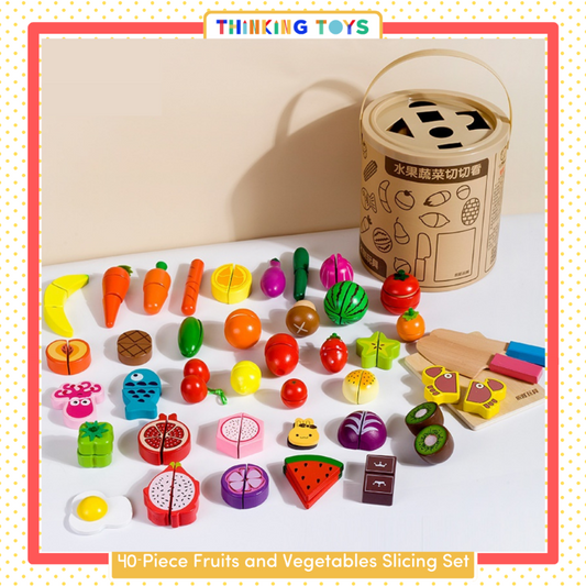 SP015, 40-Piece Fruits and Vegetables Slicing Set, Inspires social imagination as children host tea parties, share stories, and create fun.