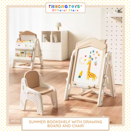 Summer Bookshelf with Drawing Board and Chair