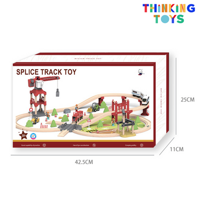 TS001, TYLER Travel Adventure Wooden Train & Track Railway Set, Boosts creativity with multi-level play that enhances imagination and storytelling.