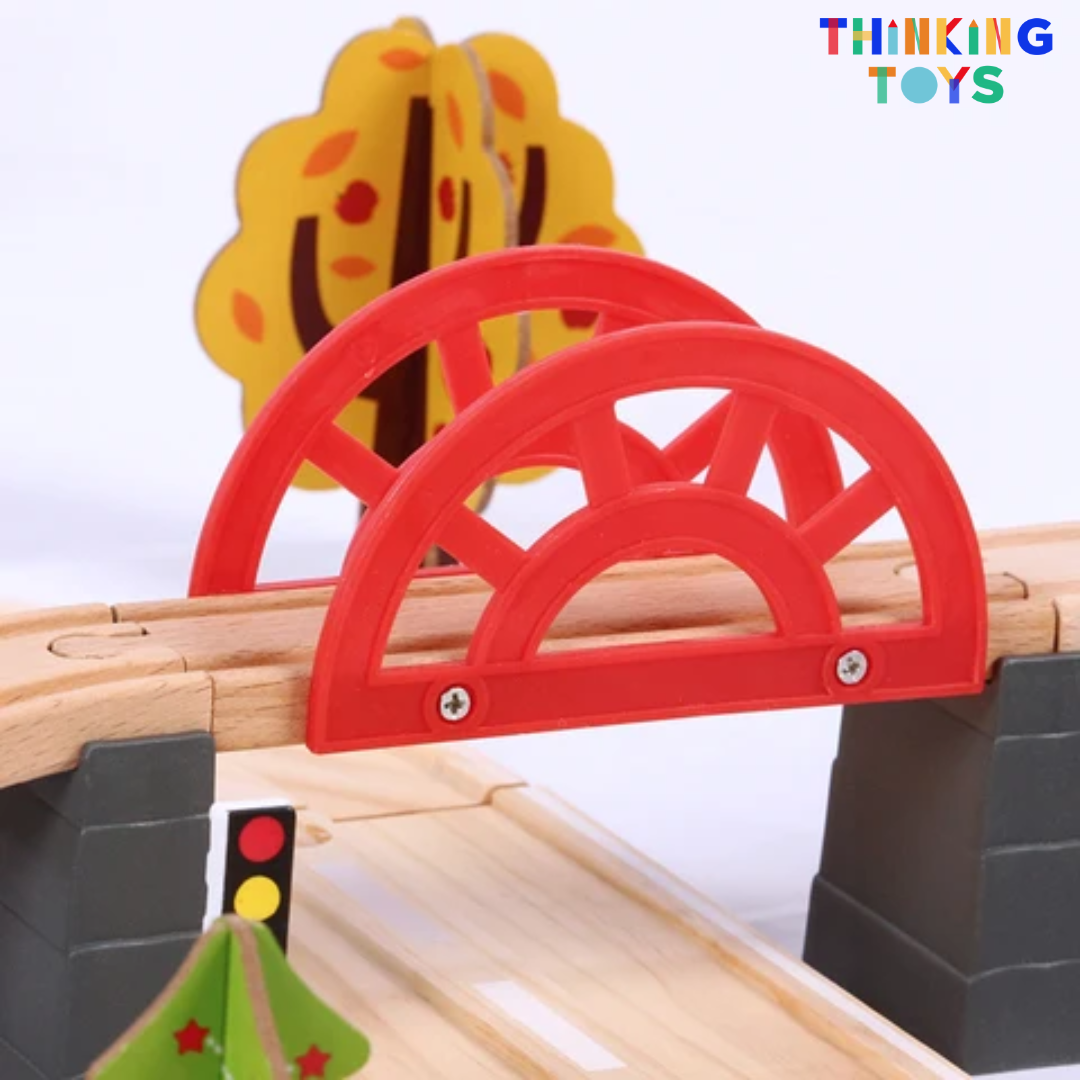 TS003, TYLER Deluxe Wooden Cargo & Train Track Railway Set, Supports long play sessions with creative storytelling, problem-solving, and teamwork.