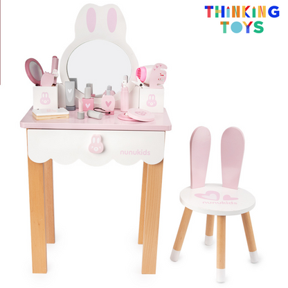 VD002, KELSEY Pink Bunny Vanity Dresser , Encourages storytelling and pretend beauty play while supporting creativity and fun.