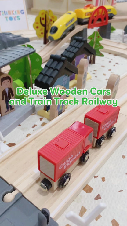 TYLER Deluxe Wooden Cars & Train Track Railway Set