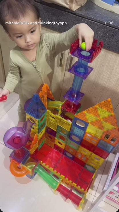 DELUXE MARBLE RUN 96-Piece Magnetic Tiles Set