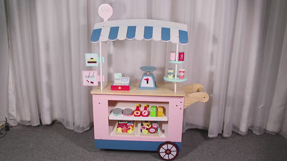 PLAYSHOP Wooden Convenience Store Pushcart Playset