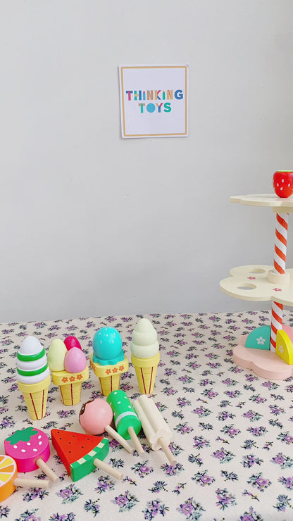 PLAYSHOP Wooden Double Layer Ice Cream Playset