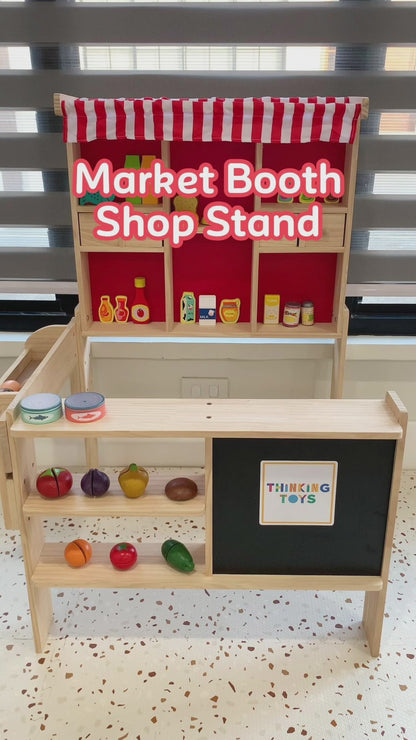 PLAYSHOP Wooden Fruit and Vegetable Market Booth Playset